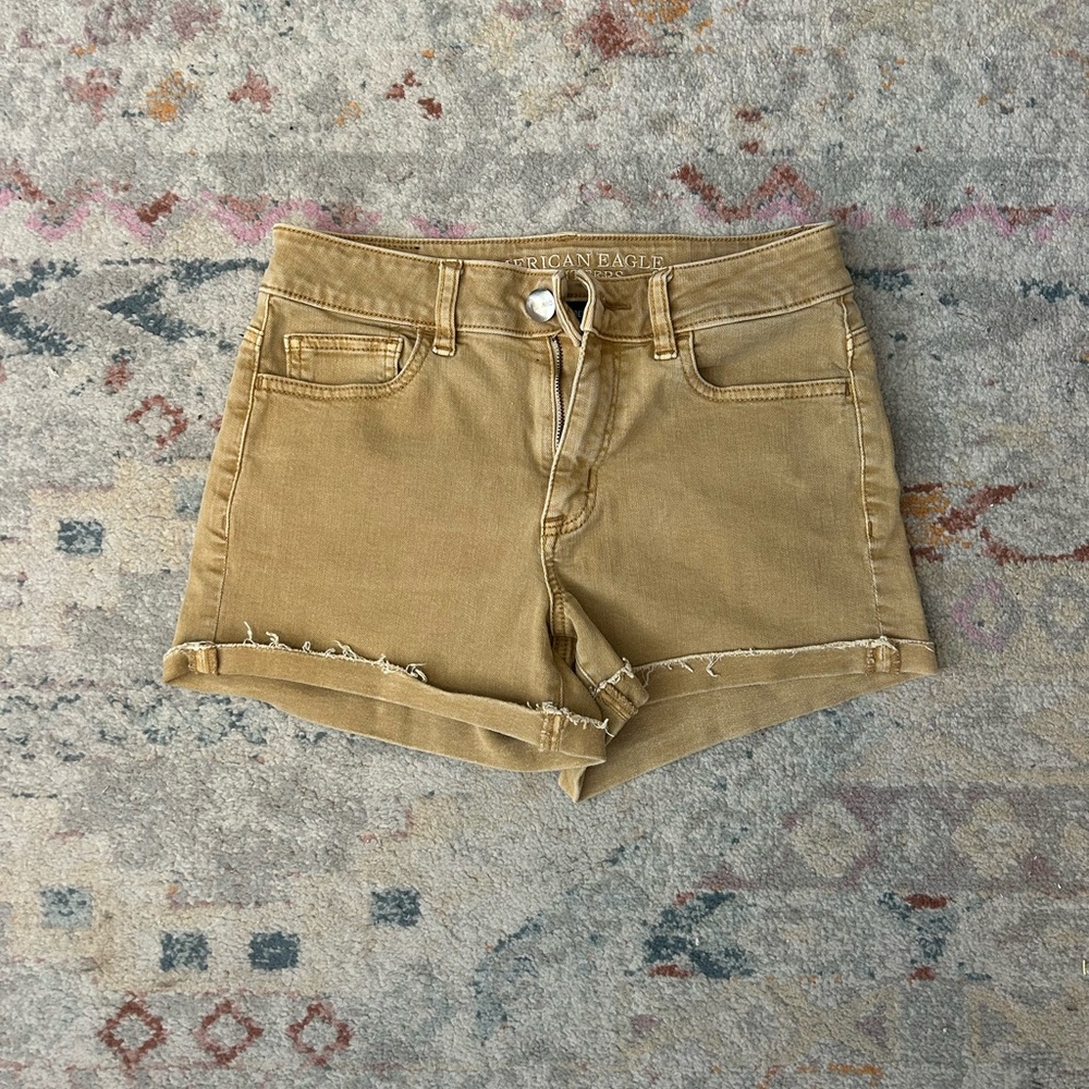 American eagle khaki high rise shorts